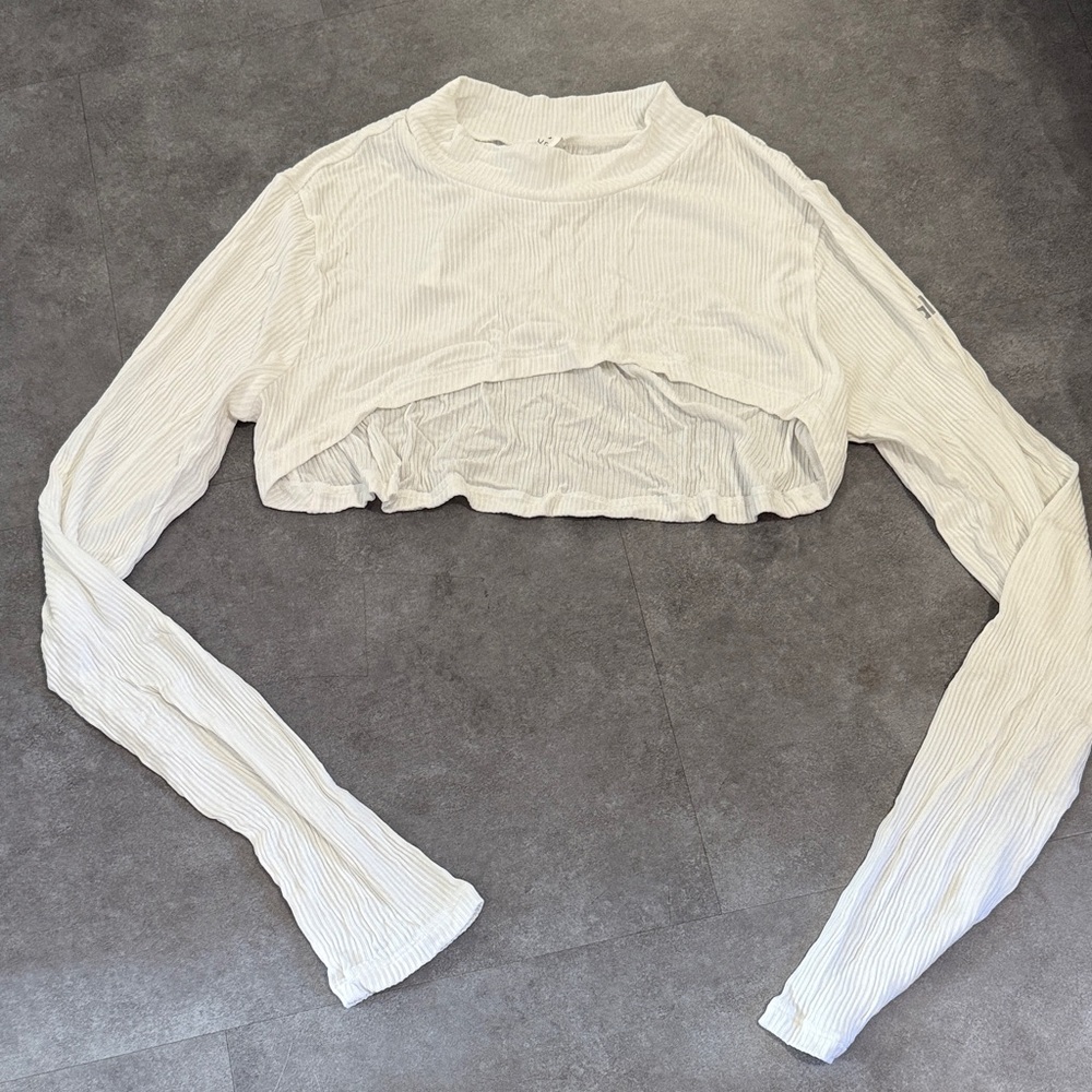 Alo White Ribbed Bolero